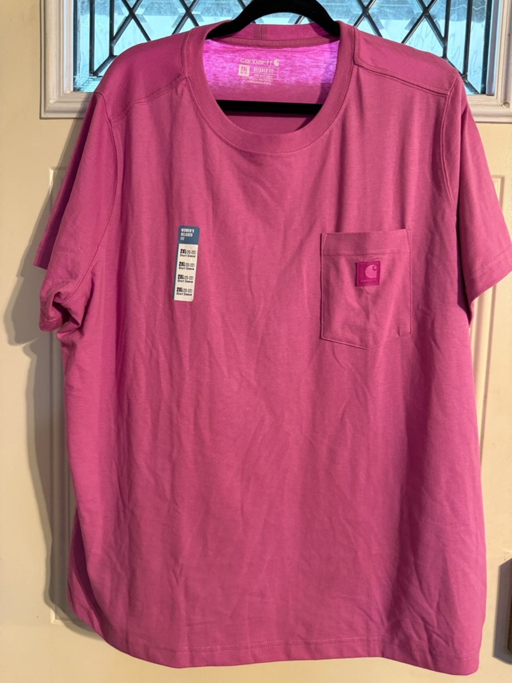 Carhartt Short Sleeve Pocket Tee in Bright Pink